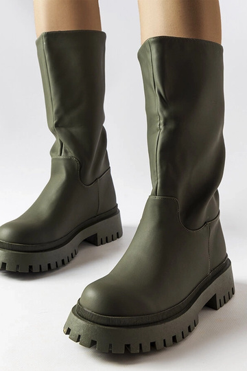 Groene matte hoge laarzen,...