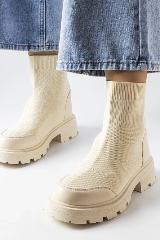 Beige Sockenstiefel Lonte Beige Sockenstiefel Lonte