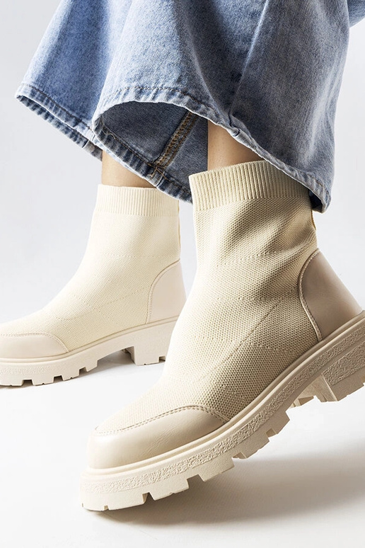 Beige Sockenstiefel Lonte Beige Sockenstiefel Lonte