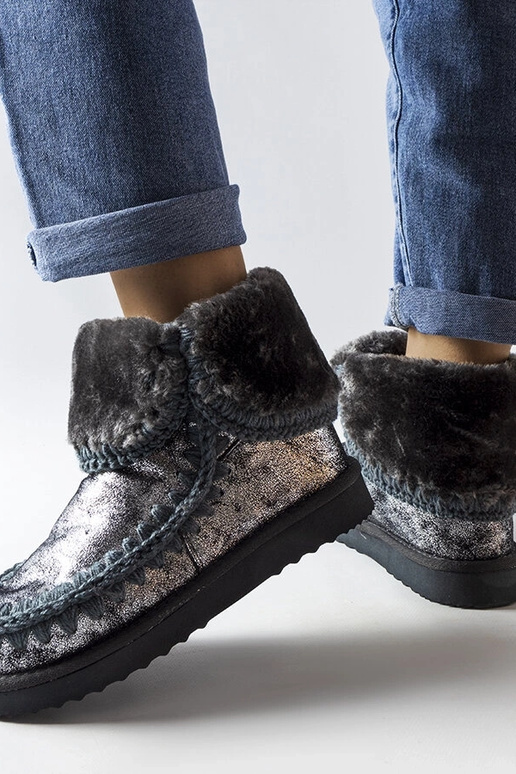 Bottes d'hiver métalliques grises, «...