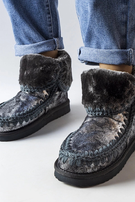 Graue metallische Winterstiefel, „Maggi"