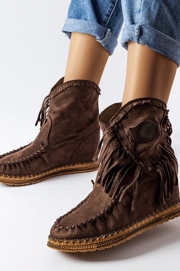 Bottines compensées marron...