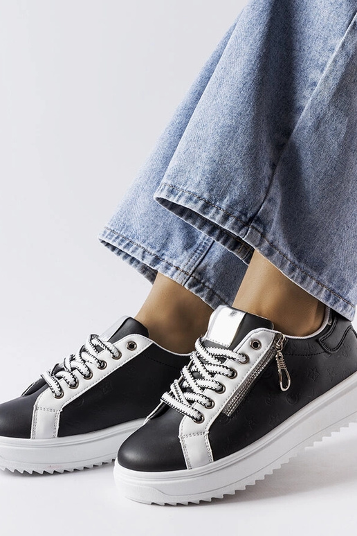 Schwarze Damen-Schnürsneaker Romola