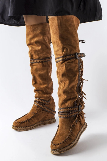 Bottines compensées marron...