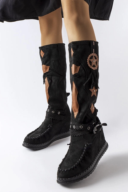 Schwarze Boho-Stiefel Putignano Schwarze Boho-Stiefel Putignano