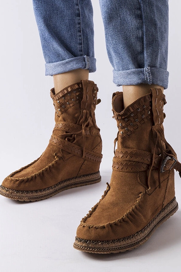 Braune Beausoleil-Keilstiefel