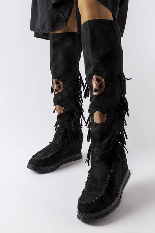 Schwarze Cascia-Keilstiefeletten Schwarze Cascia-Keilstiefeletten