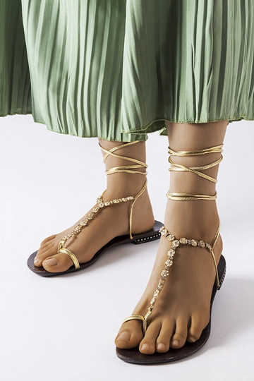 Sandales Troghi en or avec...