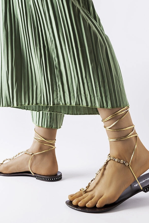 Sandales Troghi en or avec zircons