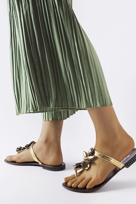 Gouden elegante slippers, „Zarattini" Gouden elegante slippers, „Zarattini"