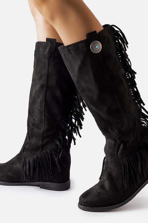 Schwarze Stiefel mit bezogenem... Schwarze Stiefel mit bezogenem...