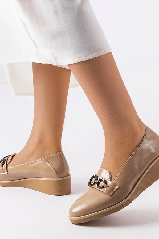 Beige Lackleder-Keil-Loafer Erin