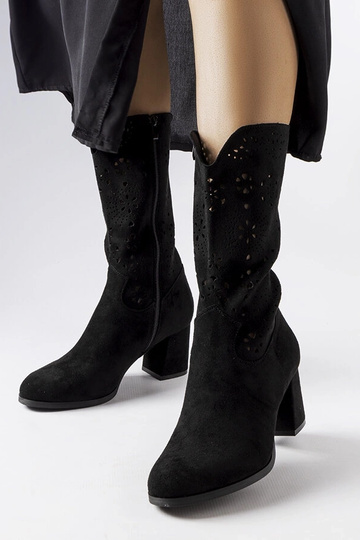 Bottines ajourées noires à...