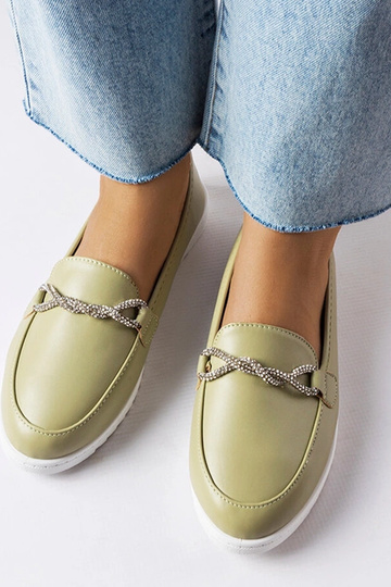 Grønne loafers med zirkoner Paola 2
