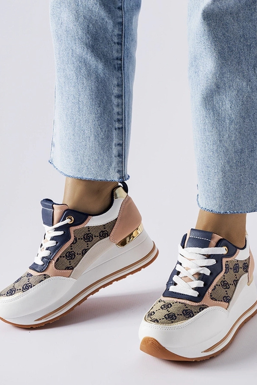 Rouxi – Weiße und rosa Keilsneakers