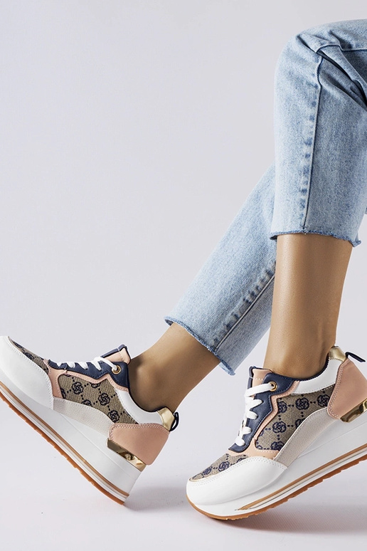 Rouxi – Weiße und rosa Keilsneakers