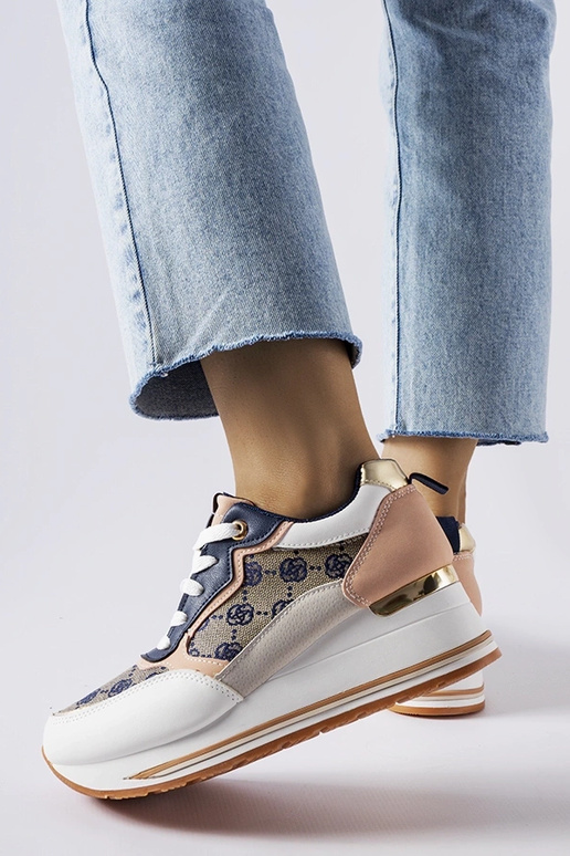 Rouxi – Weiße und rosa Keilsneakers