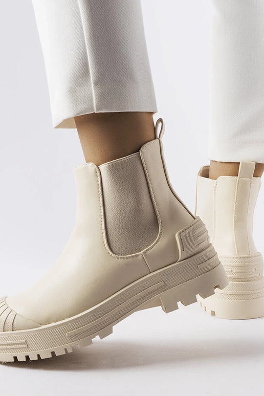 Beige Arbeiter mit Gummieinlagen Lange Beige Arbeiter mit Gummieinlagen Lange