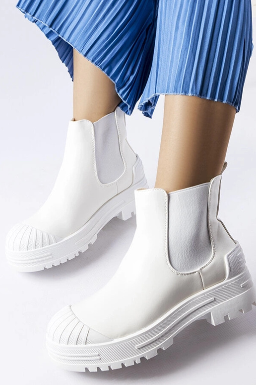 Hvide Lange Workers med gummiindlæg