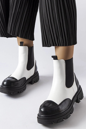 Bottines à enfiler Albany noires et blanches