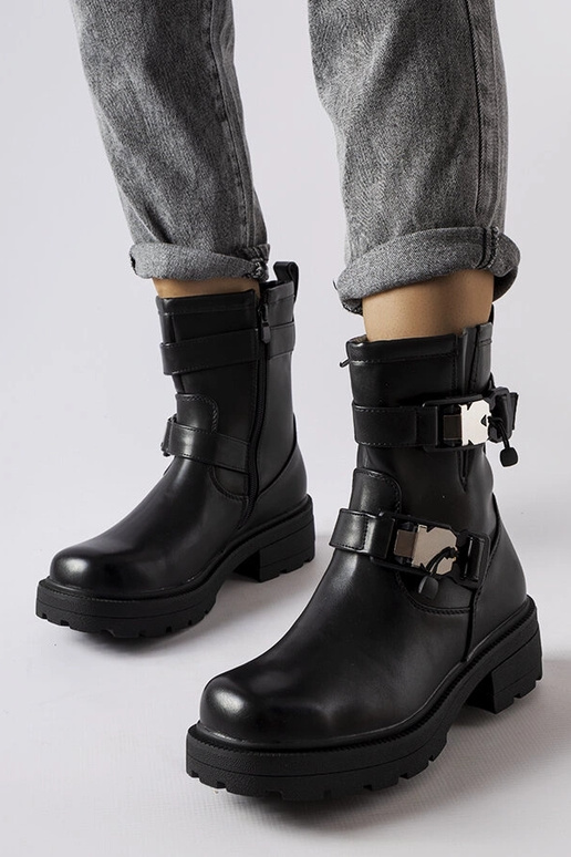 Schwarze klobige Enrico-Stiefel Schwarze klobige Enrico-Stiefel