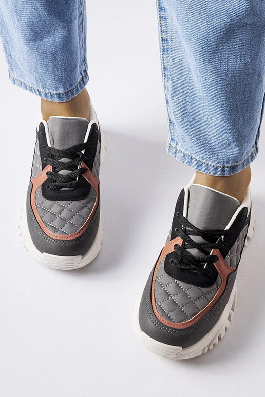 Grå sneakers med farverige indlæg...