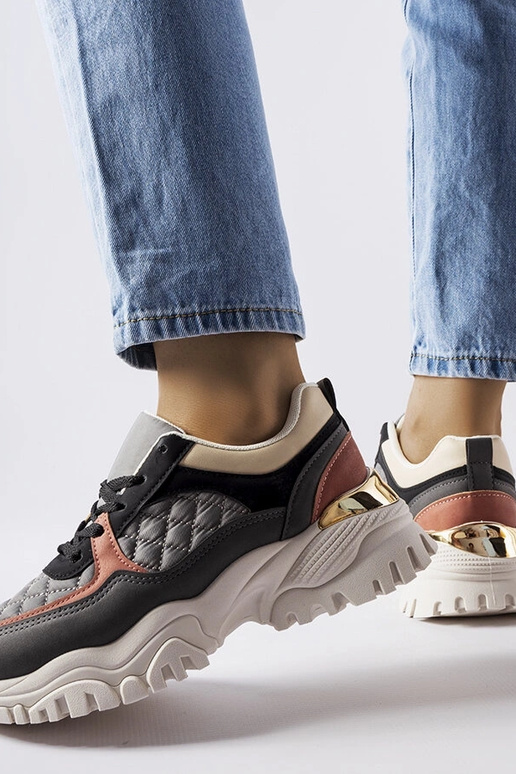 Grå sneakers med farverige indlæg...