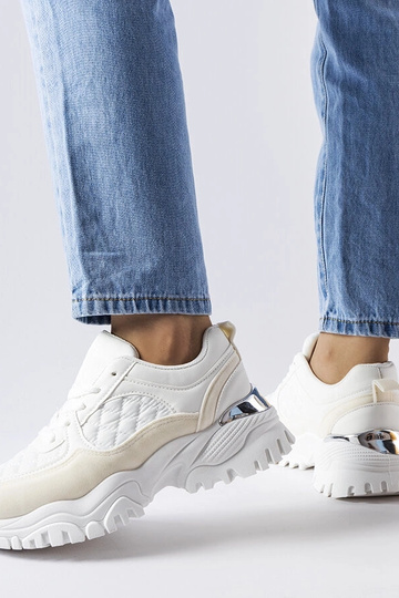 Witte sportschoenen met zilveren inzet, „Esquibel"