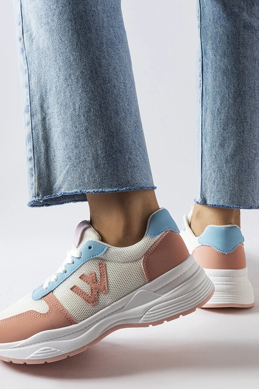 Weiß-rosa-blaue Sportschuhe, „Teresio"