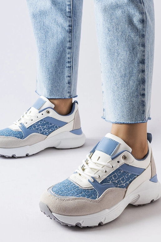 Blå og hvide sko med sølvdetalje Rio