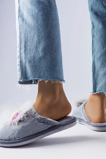 Chaussons chauds gris à... 2