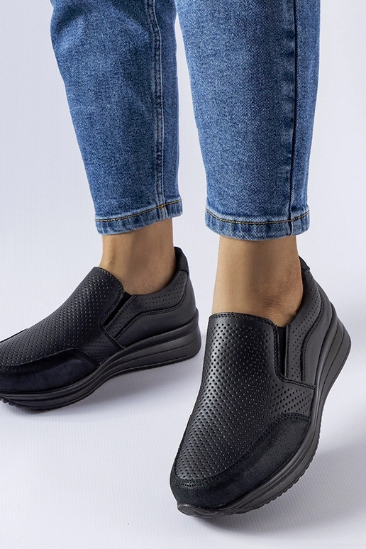 Sorte gennembrudte kile sneakers Rhéaume