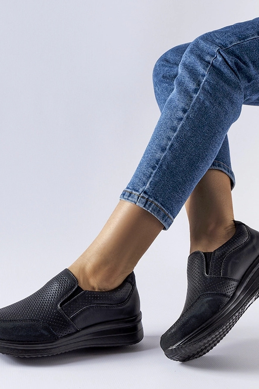 Sorte gennembrudte kile sneakers Rhéaume