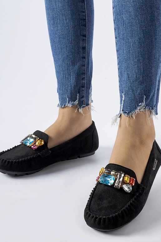 Sorte loafers med dekorativ Fusco bling