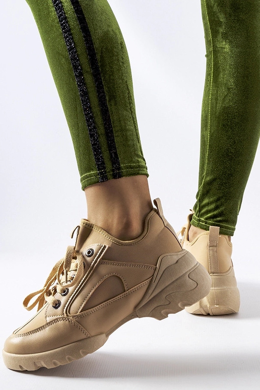 Dunkelbeige Sportschuhe mit...