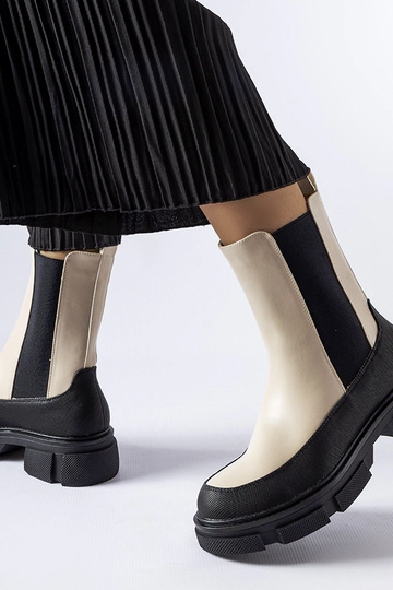 Bottines à enfiler Faisal beiges et noires 2