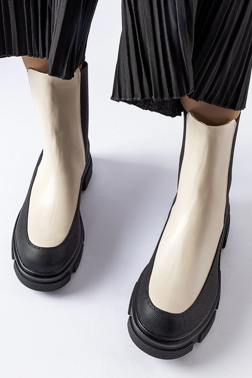 Bottines à enfiler Faisal beiges et...