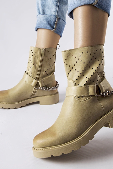 Grüne durchbrochene Stiefeletten mit Kette Procopio 2