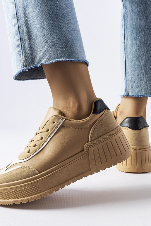 Beige Sneaker auf dickem Plateau Seluci
