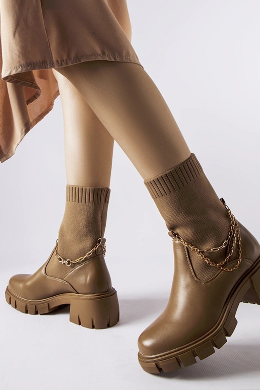 Braune Stiefeletten mit elastischem...