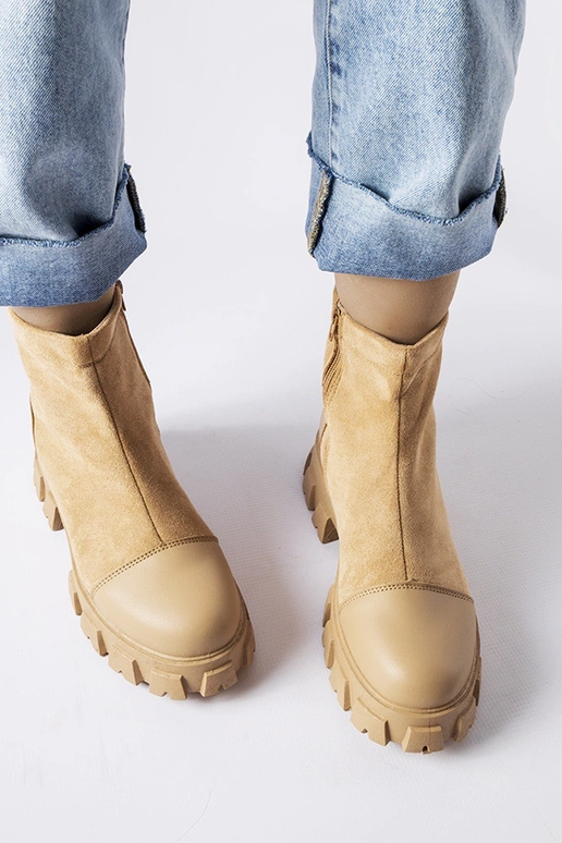 Sandkleurige kunstsuede werkschoenen...