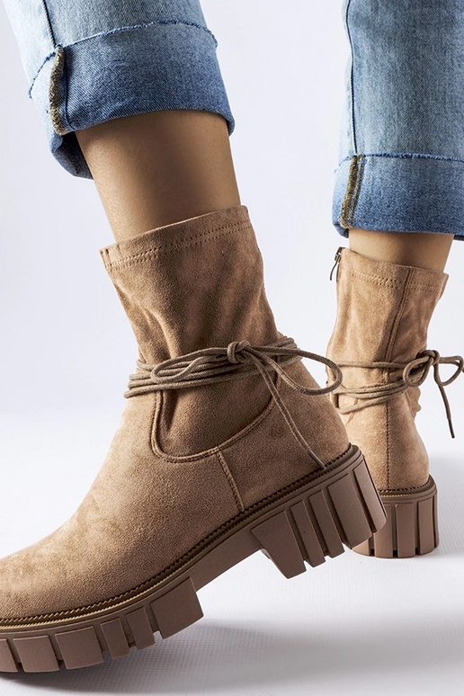 Bottines à lacets beiges Averardo