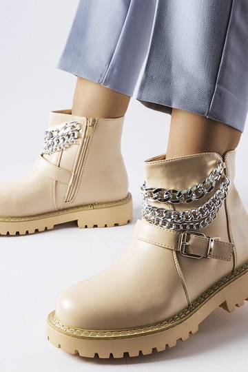 Beige ankelstøvler med... 2