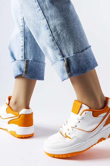 Weiße und orange Barrette-Sneakers 2