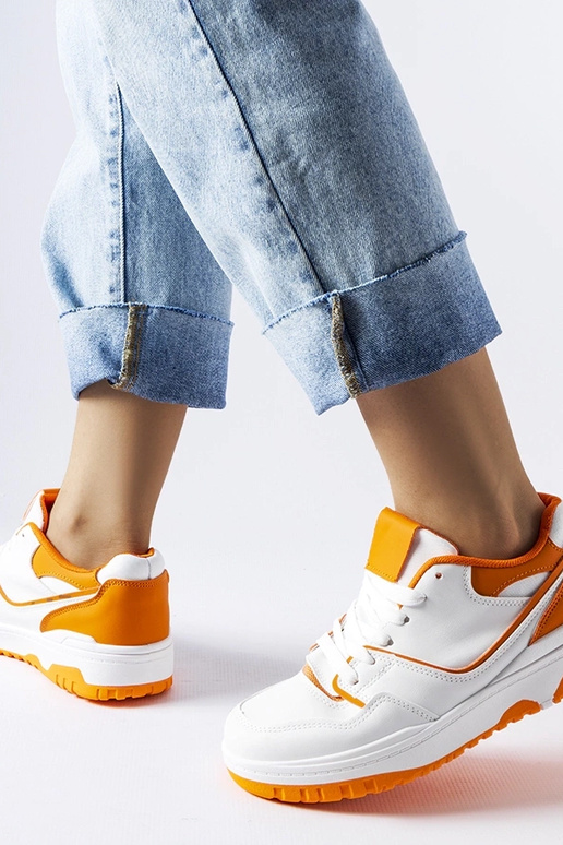 Weiße und orange Barrette-Sneakers