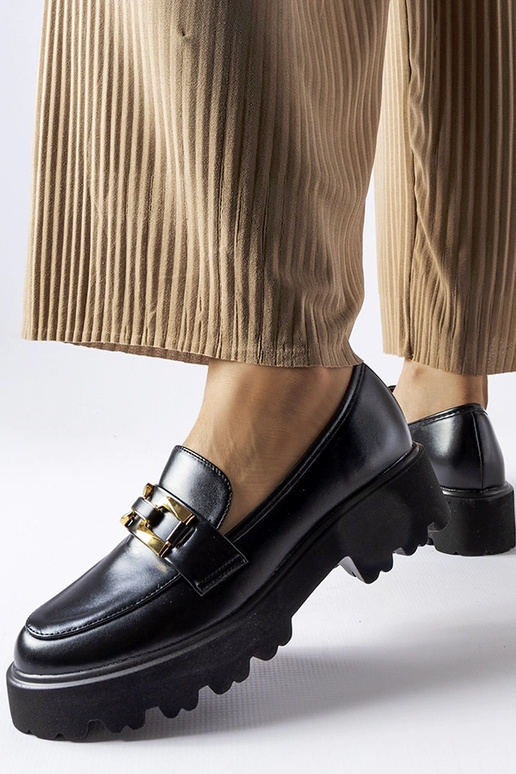 Zwarte dames mocassins met gesp,...