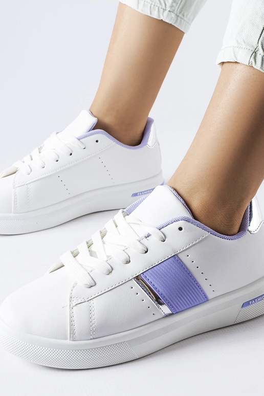 Weiße Sportschuhe mit violettem...