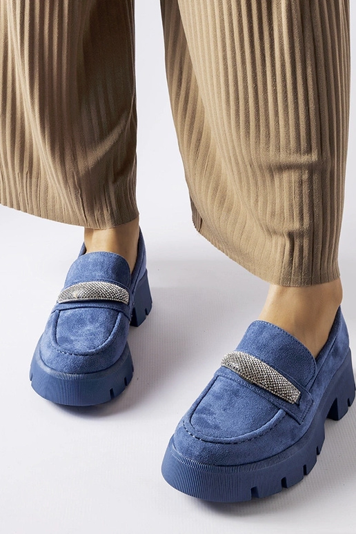 Blaue Mokassins mit Zirkonen Macario Blaue Mokassins mit Zirkonen Macario