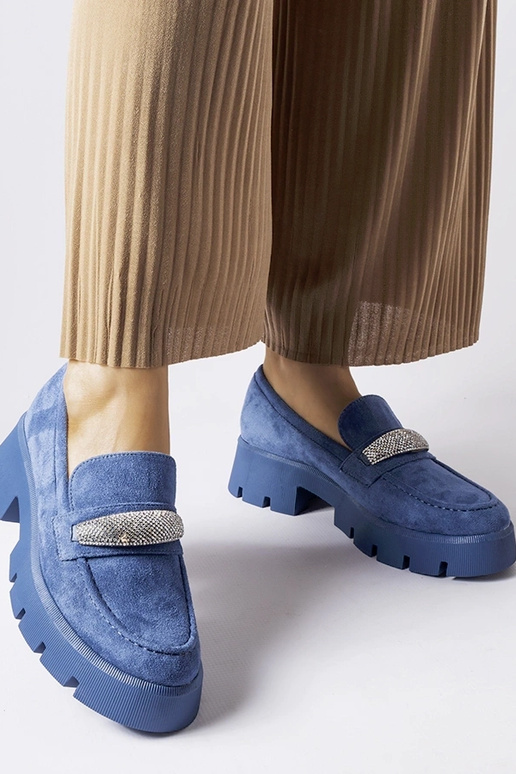 Mocassins bleus avec zircons Macario Mocassins bleus avec zircons Macario