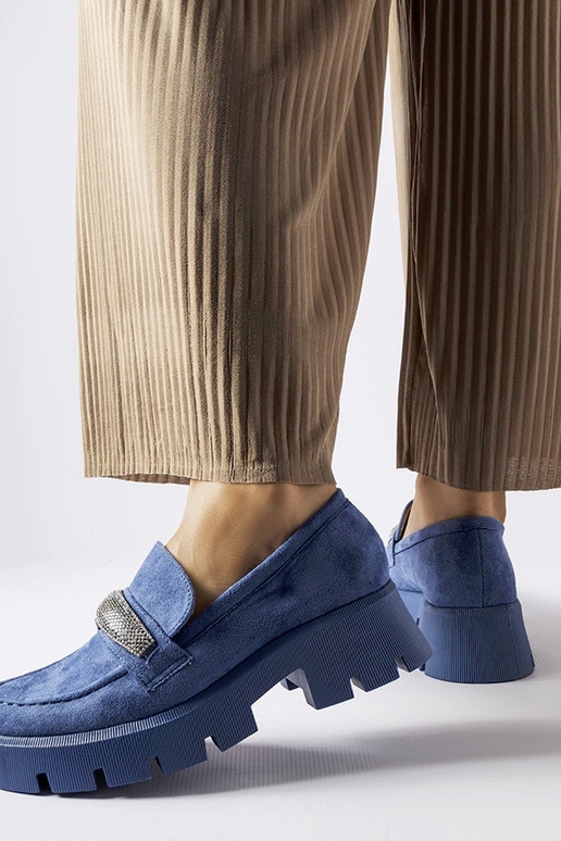 Blå mokkasiner med zirkoner Macario